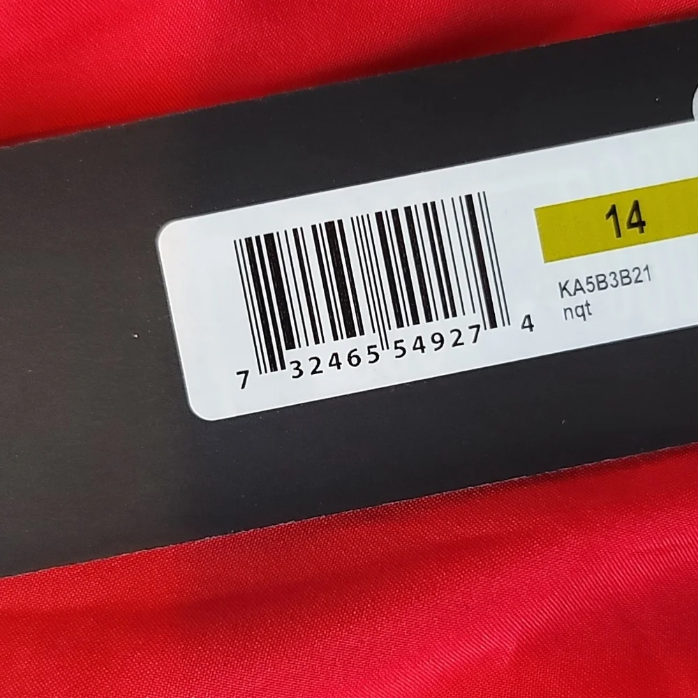 NWT DONNA KARAN Satin Sleeveless Asymmetric Ruffle Red V Neck Size 14 - Picture 2 of 11